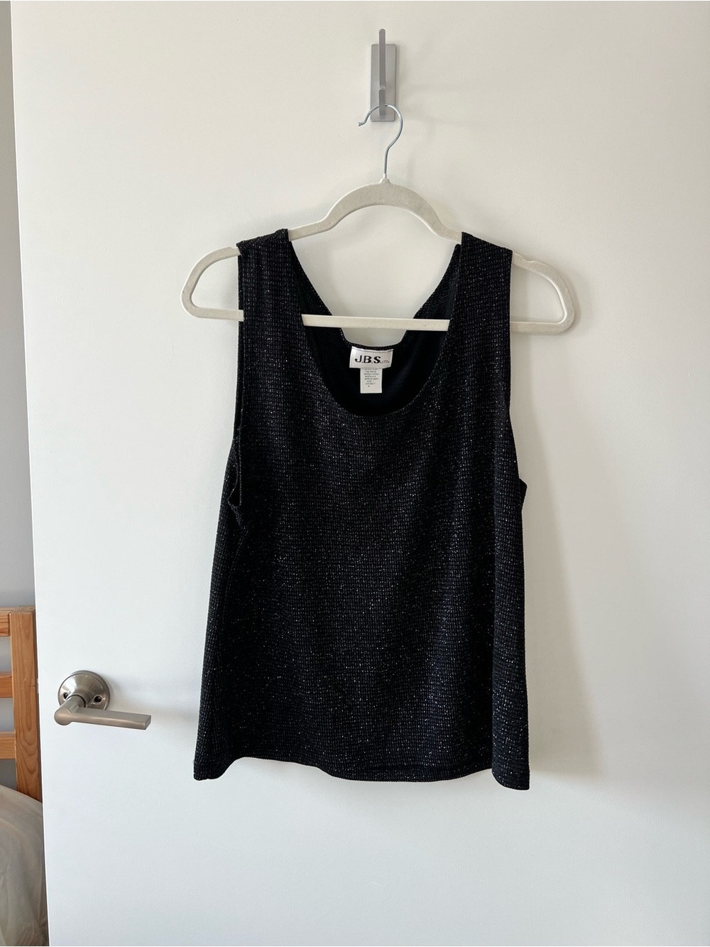J.B.S. Black Metallic Thread Tank Top